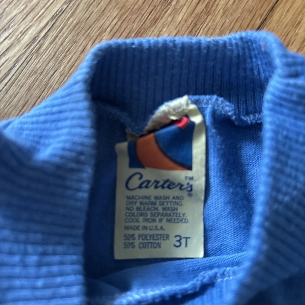 Vintage 80s Carter's Toddler 3T Striped Single Stitch Ringer T Shirt Made in USA